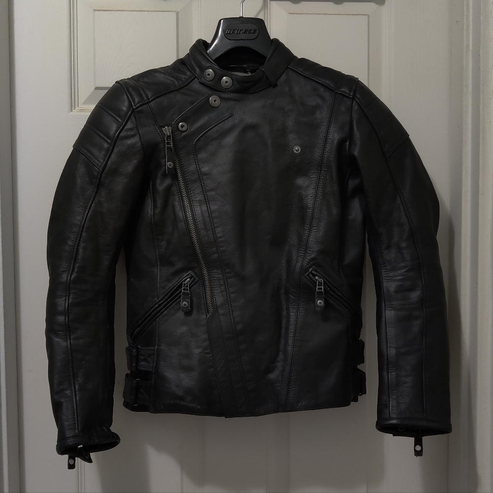 REV'IT! Ladies Black Leather Moto Jacket, Size 36